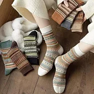 【AnZa】秋冬保暖北歐民族風中筒襪(3入組) A款(白、咖、灰)