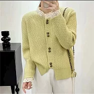 【MsMore】 蕾絲邊短款針織衫毛衣加厚內搭上衣# 126832 FREE 綠色