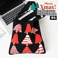 【Sayaka紗彌佳】肩背包 聖誕之森重磅厚款針織手提肩背2用包 -黑色