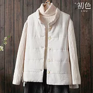 【初色】簡約純色立領加厚保暖外搭排扣無袖馬甲開衫女背心-麻色-16747(L-2XL可選) 2XL 麻色