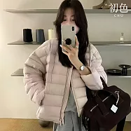 【初色】韓系簡約休閒保暖防風圓領長袖羽絨外套女外套-共6色-16726(S/M可選) S 粉色