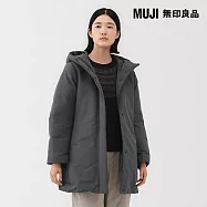 【MUJI 無印良品】女撥水加工羽絨中長版大衣 S 灰白