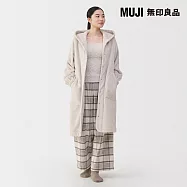 【MUJI 無印良品】女不易產生靜電暖纖毛保暖長版開襟衫 S 淺米