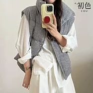 【初色】簡約寬鬆防寒保暖加厚鴨絨燈芯絨排扣式立領馬甲羽絨衣女背心女外套-共3色-16684(S/M可選) M 灰色