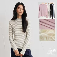 【BODYAIR嚴選】輕暖羊毛天絲小高領上衣(蓄熱.長袖.內搭.T恤.保暖.CASUAL) L 條紋