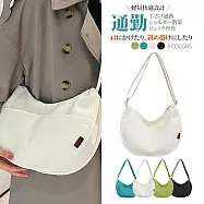 【Sayaka紗彌佳】半月包 日系大容量無印純色前口袋單肩側背二用包 男女兼用 -白色