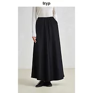 ltyp旅途原品 羊毛混紡瘦長半裙極簡優雅百搭垂感半身裙傘裙女秋冬 M L M 曜石黑