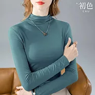 【初色】簡約純色輕柔保暖修身長袖內搭衣長袖T恤上衣女上衣-4款任選-16851(M-2XL可選) 2XL C.橄欖綠