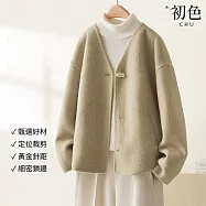 【初色】簡約保暖防寒長袖寬鬆毛呢外套女外套-8款任選-38660(M-2XL可選) M C.淺卡其色