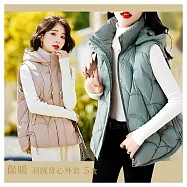 【初色】簡約純色百搭保暖羽絨馬甲背心女背心外套-5款任選-16588(M-3XL可選) XL A.綠色