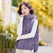 【初色】簡約純色百搭保暖羽絨馬甲背心女背心外套-5款任選-16588(M-3XL可選) L B.紫色