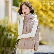 【初色】簡約純色百搭保暖羽絨馬甲背心女背心外套-5款任選-16588(M-3XL可選) 2XL B.卡其色