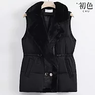 【初色】簡約純色百搭保暖羽絨馬甲背心女背心外套-5款任選-16588(M-3XL可選) M D.黑色