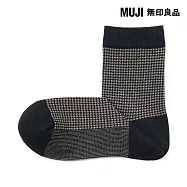【MUJI 無印良品】女足口柔軟千鳥紋直角短襪23-25cm 棕紋樣