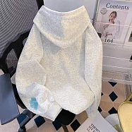 【MsMore】 刺繡加絨加厚棉純棉銀狐絨帽上衣# 126848 2XL 灰色