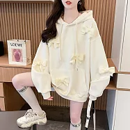 【MsMore】 長袖韓版立體蝴蝶結連帽中長上衣# 126850 2XL 杏色