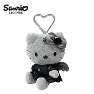 【日本正版授權】凱蒂貓 黑天使系列 玩偶吊飾 - 銀色款