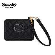 【日本正版授權】凱蒂貓 黑天使系列 皮質 票卡夾 Hello Kitty - 黑色款
