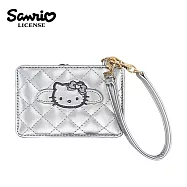 【日本正版授權】凱蒂貓 黑天使系列 皮質 票卡夾 Hello Kitty - 銀色款