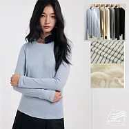 【BODYAIR嚴選】輕暖羊毛天絲修身版上衣(蓄熱.長袖.內搭.T恤.保暖.CASUAL) L 藍