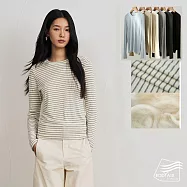 【BODYAIR嚴選】輕暖羊毛天絲修身版上衣(蓄熱.長袖.內搭.T恤.保暖.CASUAL) M 條紋
