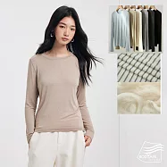 【BODYAIR嚴選】輕暖羊毛天絲修身版上衣(蓄熱.長袖.內搭.T恤.保暖.CASUAL) M 杏
