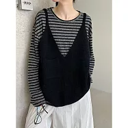 【MsMore】 隨意搭配寬鬆口袋大V毛衣背心吊帶上衣# 126910 FREE 黑色