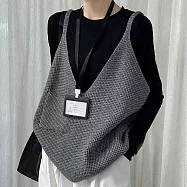 【MsMore】 隨意搭配寬鬆口袋大V毛衣背心吊帶上衣# 126910 FREE 灰色