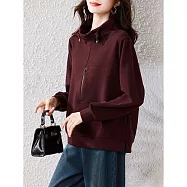 【MsMore】 設計半高領長袖T時尚休閒寬鬆上衣# 126913 4XL 紅色