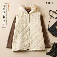 【AMIEE】寬鬆顯瘦菱格馬甲背心(KDTQ-9308) M 白色