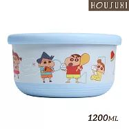【HOUSUXI舒希】蠟筆小新系列 不鏽鋼雙層隔熱碗1200ml-藍-A3