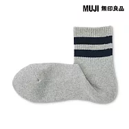 【MUJI 無印良品】男圈絨直角短襪25-27cm 灰紋樣