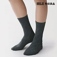 【MUJI 無印良品】男斜紋格紋商務直角襪25-27cm 深灰格紋