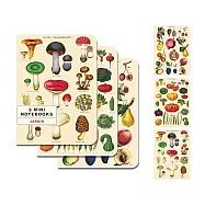 美國 Cavallini 口袋筆記本3入組 _蔬果與菇類