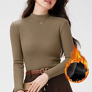 【AnZa】水貂絨半高領打底衫小立領長袖上衣(5色) FREE 摩卡色