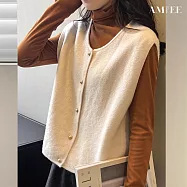 【AMIEE】溫柔系排扣百搭針織馬甲背心(KDTQ-2510) FREE 米白