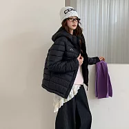 【MsMore】 大碼輕薄火排骨連帽棉襖韓版寬鬆保暖外套# 126984 M 黑色