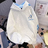 【MsMore】 連帽華棉T刺繡雪花雪人過年情侶上衣# 127040 M 灰色