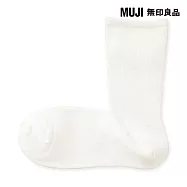【MUJI 無印良品】女足口柔軟錐形直角襪23-25cm 柔白