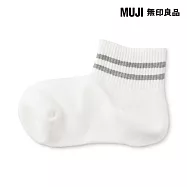【MUJI 無印良品】女足口柔軟舒適圈絨直角短襪23-25cm 柔白紋樣