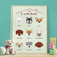 【HobbyEasy】我的刺繡練習布(附超值全材料包套組，含完整教學影片+原寸繡圖) 可愛狗狗大集合