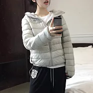 【MsMore】 韓版保暖棉服小個子連帽輕薄排骨長袖外套# 126997 XL 灰色