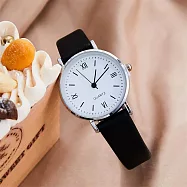 【HandStyle】百搭數字標簡潔黑白色男女實用腕錶(30025) _黑色