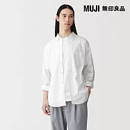 【MUJI 無印良品】男水洗平織布長袖襯衫 S 白色