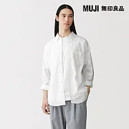 【MUJI 無印良品】男水洗平織布長袖襯衫 M 白色