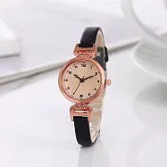 【HandStyle】女錶 英倫數字標茶晶面水鑽細錶帶腕錶(11030) _黑色