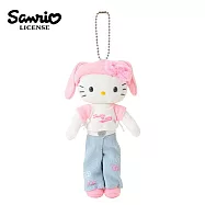【日本正版授權】三麗鷗 長腿系列 Y2K造型 玩偶吊飾 - 凱蒂貓