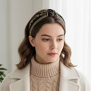 【HandStyle】髮箍 民族風質感刺繡花卉打結寬邊髮箍(85030) _黑色民族風