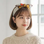 【HandStyle】髮箍 藝術風幾何印花兔耳領巾造型髮箍(30030) _橘色幾何