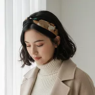 【HandStyle】髮箍 優雅大花繪印花拼接打結寬邊髮箍(73025) _黑色印花